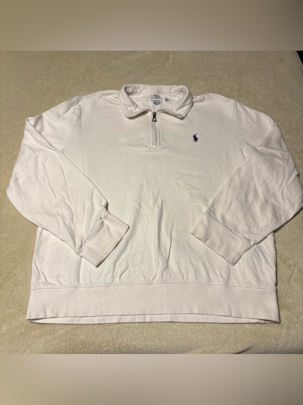 Polo by Ralph Lauren White Quarter -Zip Sweatshirt with Navy Pony